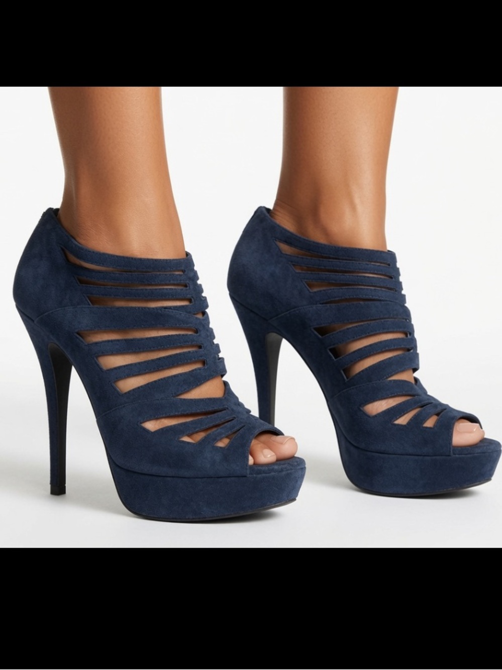 Miu Miu Suede Navy Blue Platform Heels 38 8 $896